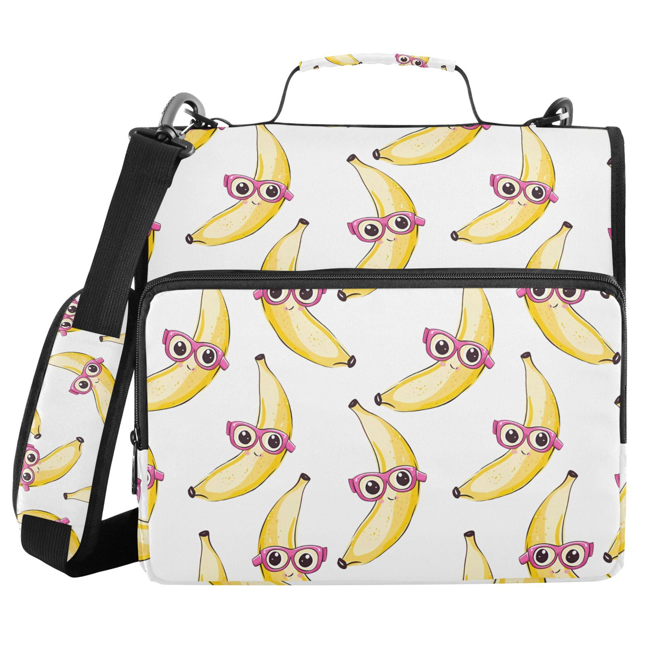 ALAZA Zipper Binder Bananas with Glasses 3 Ring Trapper Keeper File Folder Organizer Bag