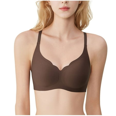 Ousvtion Wireless Bras for Women No Underwire Bralette Seamless Supportive Bra Raceback Push Up Bralettes Full Coverage Brassiere Clearance Deals  01-Black Small