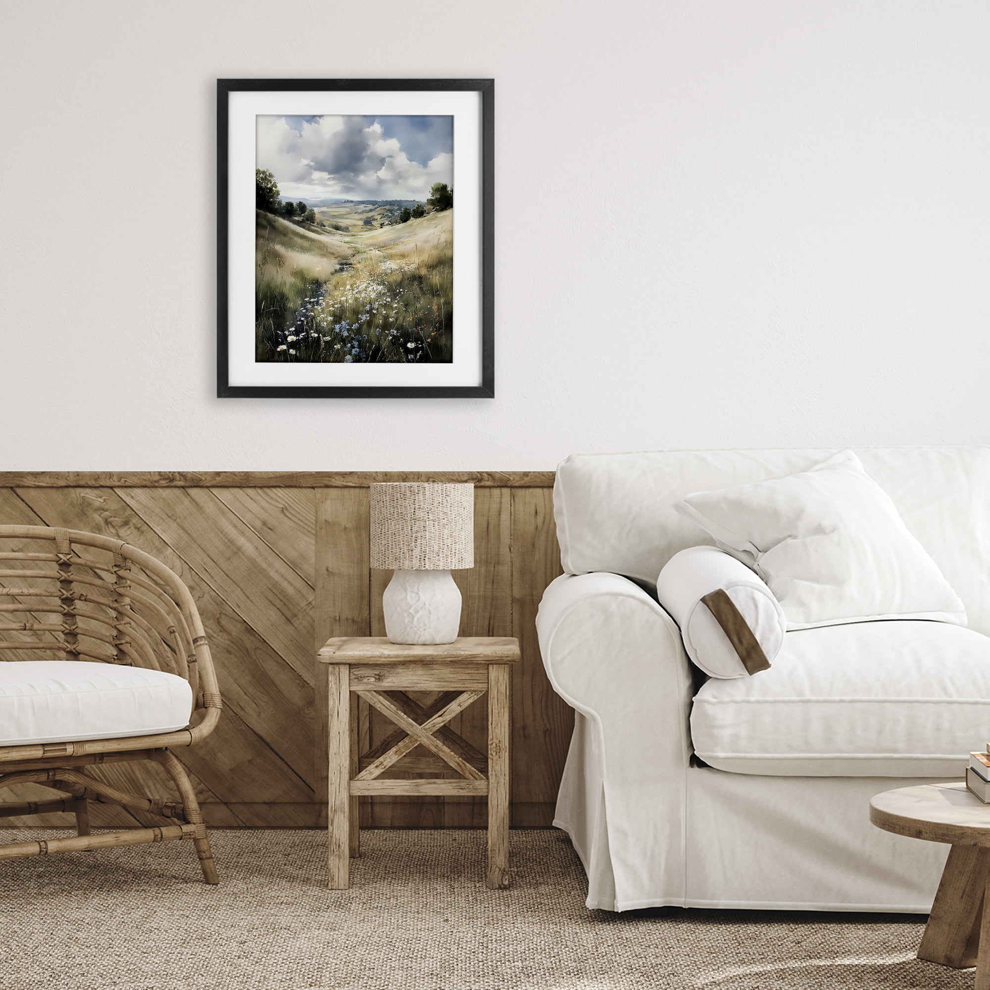 Stupell Industries Floral Valley of Wild Daisies Black Framed Print Under Glass, design by Franklyn Gregory