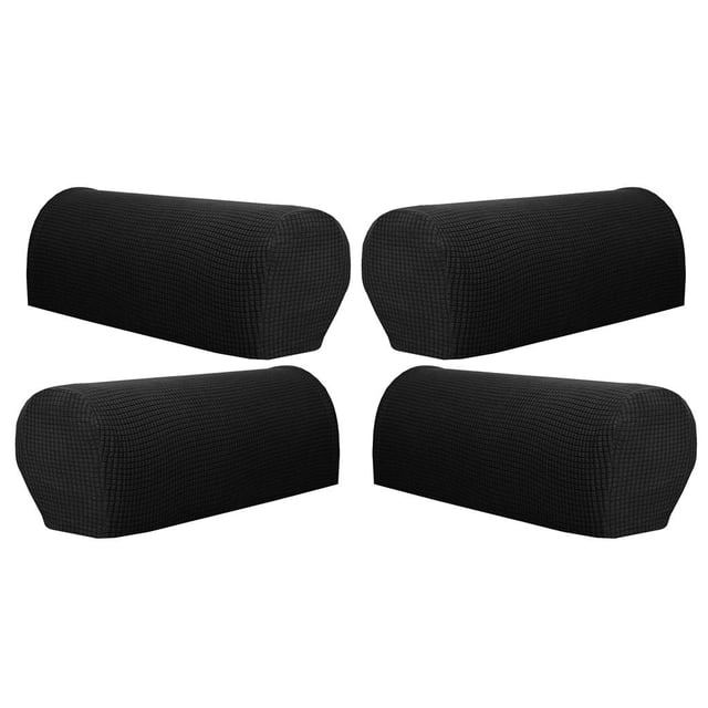 4 fundas para reposabrazos de sofá, sofá de dos plazas, sillón, funda para brazos Negro