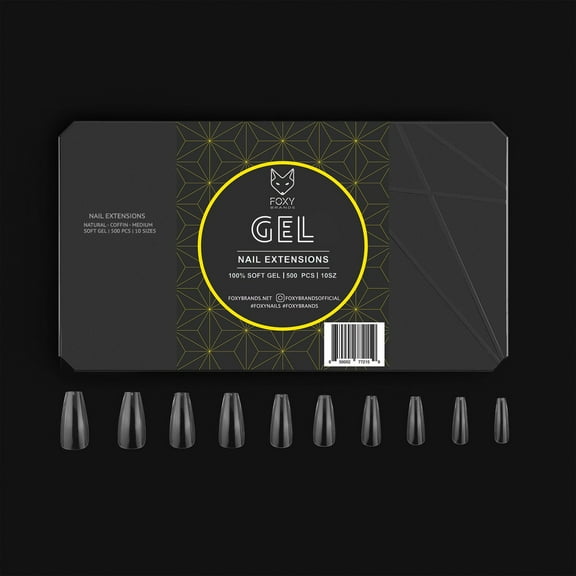 Foxy Gel Tips - Natural Medium Coffin Gel Filled Tips