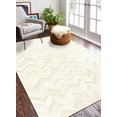 thumbnail image 2 of Bashian H112-WH-4X6-H18 Santa Fe Collection Chevron Contemporary Leather Hand Stitched Area Rug, White - 4 x 6 ft., 2 of 10