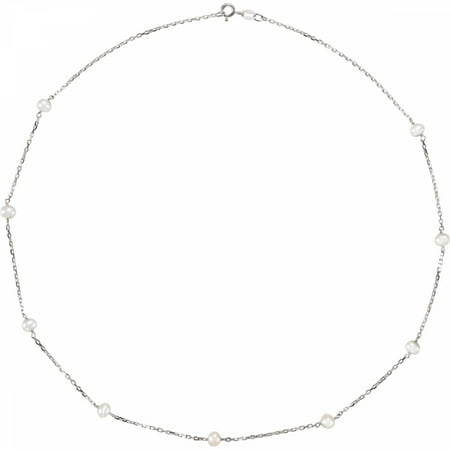Fw Cult Pearl Necklace (Sterling Silver 4-4.5mm Freshwater Cultured Pearl Station 18