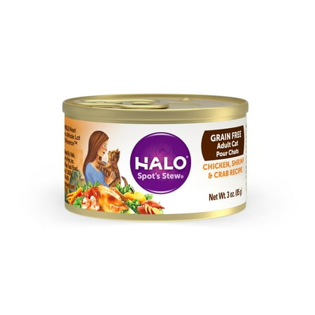 Halo Adult Cat - Grain Free Chicken Shrimp & Crab Recipe 3 oz (Case of