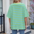 thumbnail image 4 of Afdoent Womens T Shirts Striped Color Block Oversized Short Sleeve T Shirt For Women Casual Summer Tee Top Tee Shirts For Women Trendy, 4 of 5