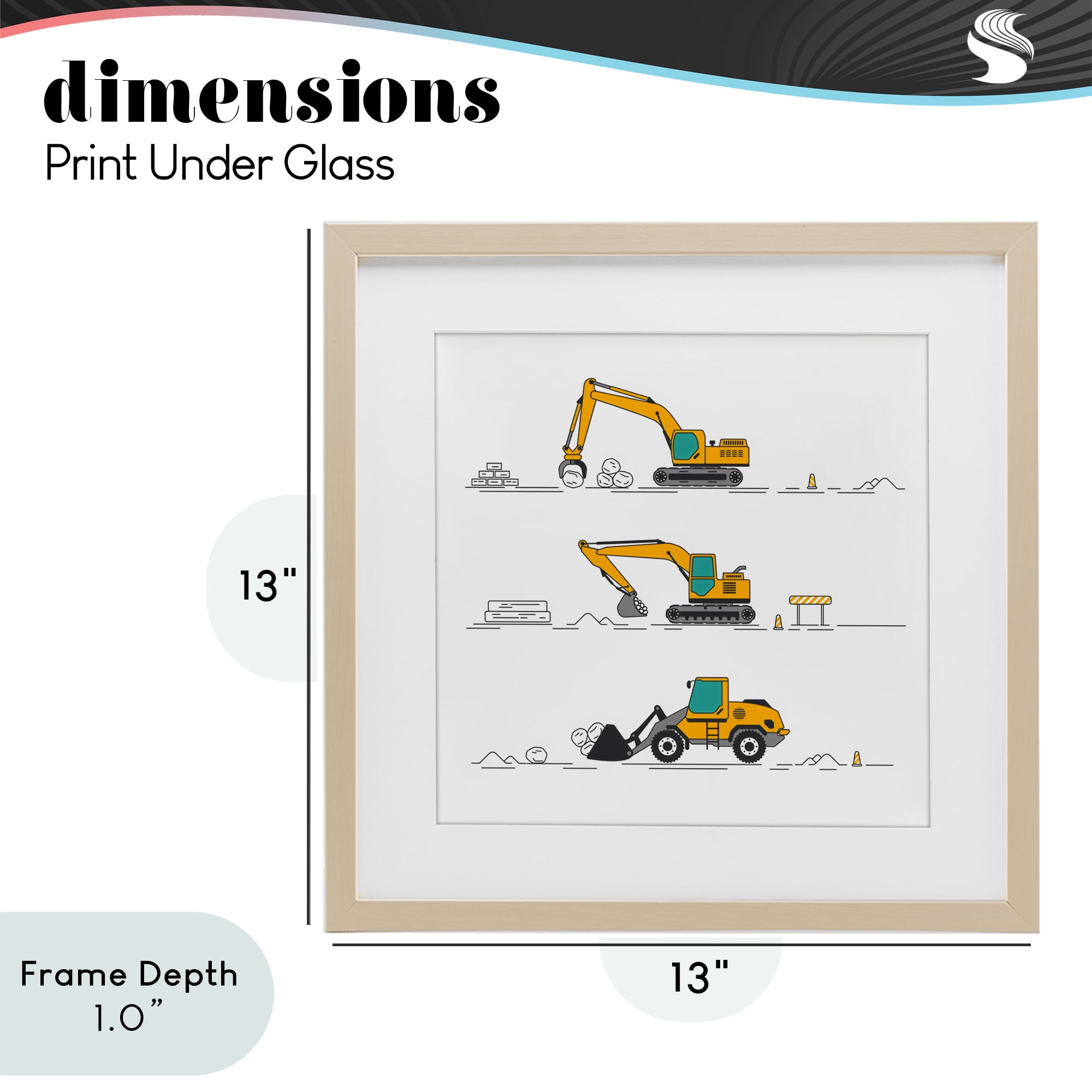 Stupell Industries Construction Digs Machine Birch Framed Print Under Glass, design by Creative Studio