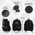 thumbnail image 2 of ONTOP Black Canvas 14inch Laptop Backpack Water Resistant Sturdy Casual Ultra Lightweight Bookbag, 2 of 7