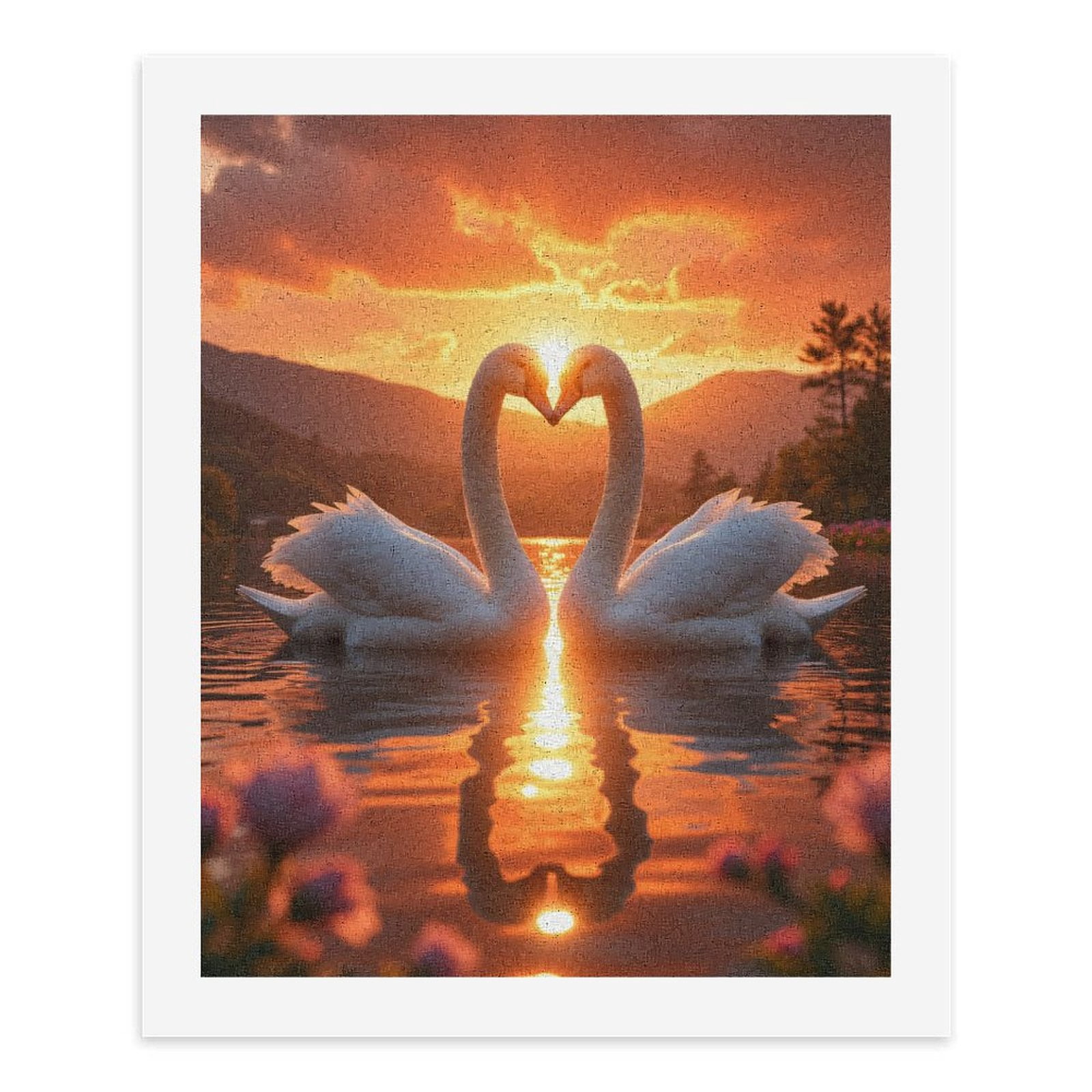Paint By Numbers Kit for Adults Beginner - Swans Sunrise Reflection Lake Romance DIY Canvas Painting Kits for Adults, Frameless Paint By Number for Adults for Home Wall Decor 16x20 Inch