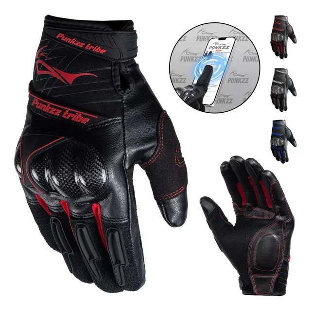 Guantes Para Motocicleta Microfibra Cuero Y Fibra De Carbono