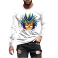 thumbnail image 2 of TIMIFIS Chemises à Manches Longues pour Hommes Mardi Gras Mode Décontractée Carnaval Imprimé Col Rond T-Shirt Léger Pull Tops de Fête, 2 of 5