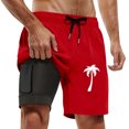 thumbnail image 1 of Mens Cargo Shorts Swim Trunks Compresssion Liner Inseam Board Shorts Bathing Suit With Pockets Running Shorts Red S, 1 of 4