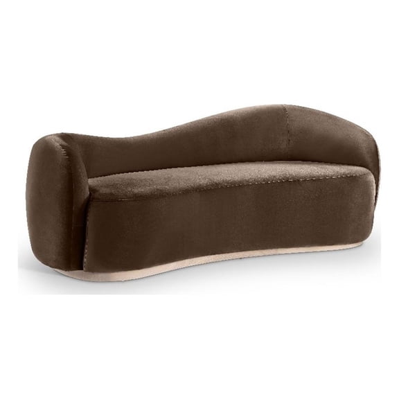 Bowery Hill Contemporary 92.5" Brown Velvet Upholstered Sofa
