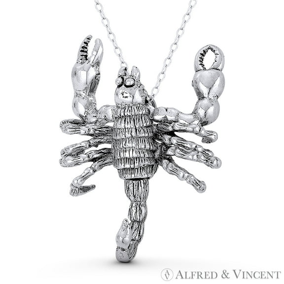 Scorpio the Scorpion Zodiac Sign Charm 36x30mm (1.4x1.2in) Pendant in Oxidized .925 Sterling Silver
