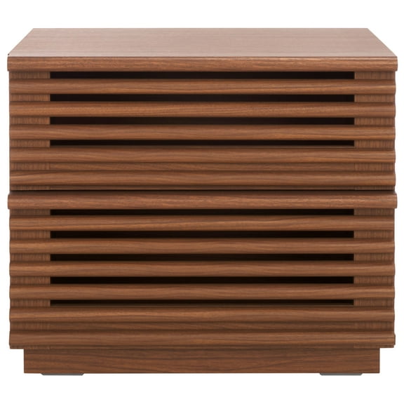 SAFAVIEH Averi Modern 2 Drawer Nightstand,Dark Walnut