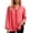 Watermelon Red, variant on Women's Casual 3/4 Sleeve V-Neck Ruffled Shirt Blouse Ruffled Edge Top Loose Fit Casual