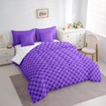 thumbnail image 3 of Castle Fairy Teenagers Geometric Lattice 7-Piece Twin Bedding Sets,Minimalist Plaid Bedding Comforter Set,Purple Buffalo Breathable Sheet Sets,Super Cozy Room Decor, 3 of 8