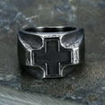 thumbnail image 2 of K-KED Vintage Chunky Cross Religious Ring Stainless Steel Men's Heavy Biker Ring Gifts-12, 2 of 6