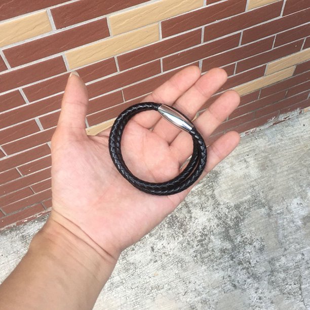 Collar de clavícula ShuxiuWang Cuerda de cuero trenzado negro 40 cm