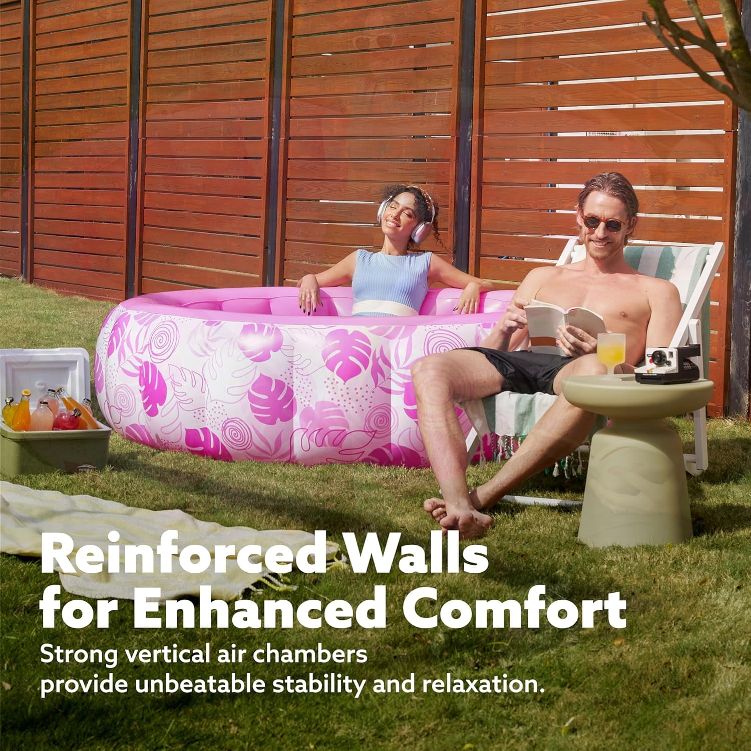 Inflatable Swimming Pool,5.5ft x 20 Inch Full-Sized Blow Up Durable Thickened Luxury Above Ground Family Pool with Comfortable Backrest for Summer Water Party Backyard Garden Lawn