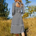 thumbnail image 2 of Houndstooth Flare Dress Square Neck Dress Elegant Female Fashion Printed Dress Houndstooth Pattern Abstract Background Texture, 2 of 4