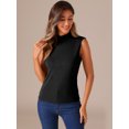 thumbnail image 3 of DARING DIVA Knit Ribbed Sleeveless Mock Neck Blouse S Black, 3 of 6