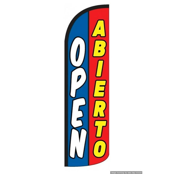 OPEN ABIERTO Windless Flag (Hardware Not Included) |Advertisement /Business Flags | Feather Flag |