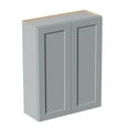 thumbnail image 6 of 33 Inch Laundry Room Cabinets Wall Mounted, Solid Wood Over The Toilet Storage Cabinet, Bathroom Organizer Cabinets with 2 Shaker Door & Shelves, Easy to Assemble for Kitchen, Garage - Dark grey, 6 of 6