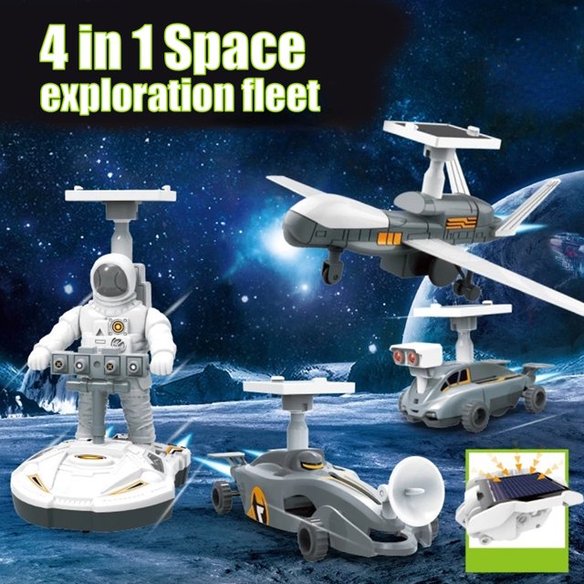 Juguete De Construcción De Espacio Solar 4 En 1 Kit De Construcción De Robot De Ciencia Robots De Flota De Exploración De Luna Espacial Con Energía Solar Para Habilidades Motoras Finas Diy Kit De Robo Muyoka Hogar