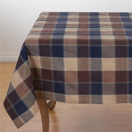 

SARO 8571.BR70S 70 in. Square Stitched Plaid Cotton Blend Tablecloth - Brown