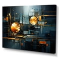 thumbnail image 2 of Designart "Gold Teal Abstract Fractal composition Reflections I" Modern Wall Art Living Room, 2 of 5