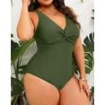 thumbnail image 2 of GFDYREE Women Plus Size One Piece Swimsuits V Neck Tummy Control Bathing Suits Front Cross Swimwear, 2 of 6