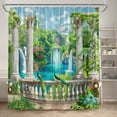 thumbnail image 6 of Island Ocean Landscape Shower Curtain Forest Waterfall Peacocks Parrot Beach Palm Tree Plant Scenery Home Bathroom r Curtain, 6 of 7