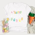 thumbnail image 2 of Pxiakgy Liquidation! T-Shirts de Pâques pour Femmes T-Shirt Lapin Heureux Col Rond Tee-Shirt Graphique Œuf de Pâques Hauts Graphiques de Vacances Mode Col Rond Imprimé de Pâques Manches Courtes T-Shirt Blanc G, 2 of 5