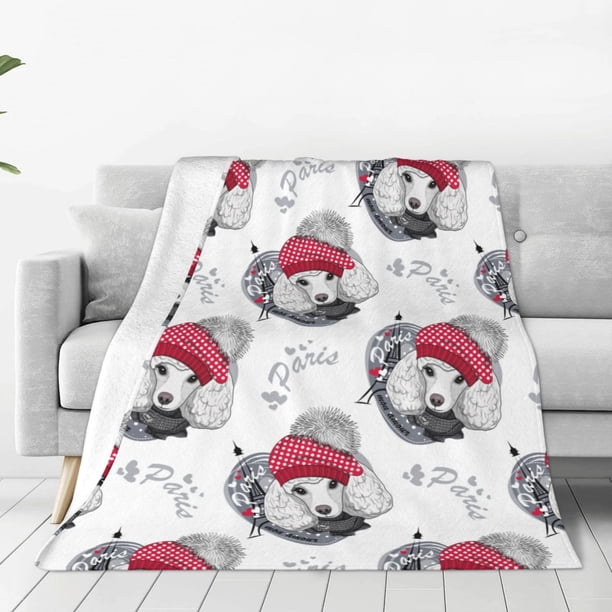 Balery Cute Poodle Dog Manta de Felpa Suave y Acogedora – Cobija de Franela Aterciopelada para Cama, Lavable y Cálida para Sofá, Mascotas, Transpirable-40"x30"