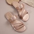 thumbnail image 6 of Summer Sandals for Women Footbed Solid Color Open Toe Slip-On Comfortable Elastic Strap Flat Slippers Sandals for Women Beach Vacation Holiday Vintage Fashion, 6 of 10