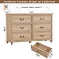thumbnail image 2 of Joaxswe Farmhouse 6 Drawers Dresser Chests for Bedroom, Wood Rustic Horizontal Chset of Drawers, Natural Oak, 2 of 9