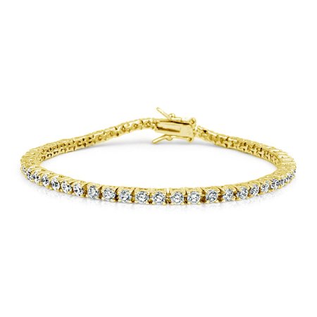 Bridal Clasp Bracelet - 9.0 CTW Bridal Tennis Bracelet Classic Round CZ Gold Plated 925 Silver 7 Inch Safety Clasp