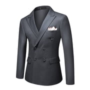 Cloudstyle Mens Slim Fit Double-Breasted Peak Lapel Suit Set - Business Casual Blazer & Trousers with 7 Pockets