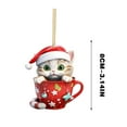 thumbnail image 3 of Lilixerw Cute Cat and Cup Christmas Pendant,Acrylic Christmas Tree Accessories,Cartoon Christmas Hanging Ornament Gift, 3 of 5
