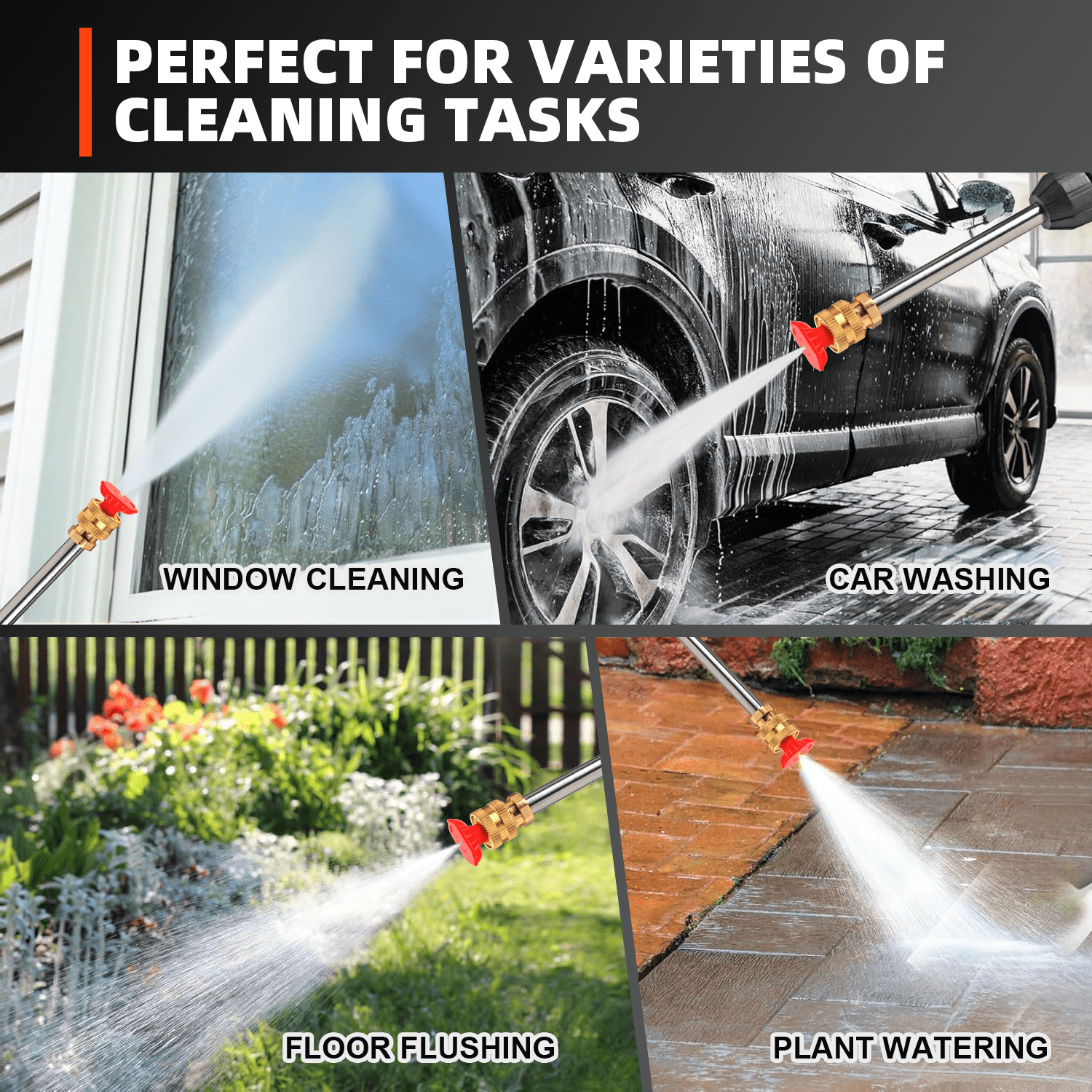 Cordless Pressure Washer 21V 2*Batteries Powered Portable Handheld for Car, Floor, Wall, Fence & Yard Cleaning - Home & Outdoor Use