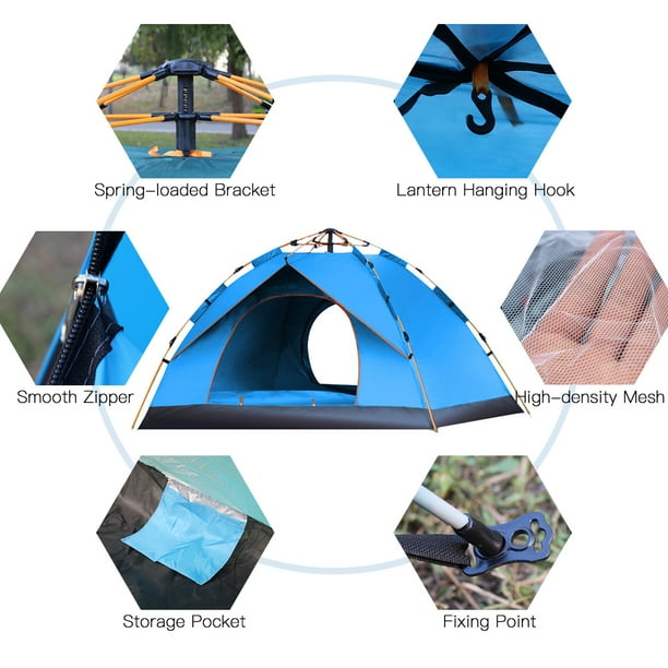 Outdoor Pop Up Tent Water resistant Portable Instant Camping Tent for 1 2 3 4 People Family Tent Walmart