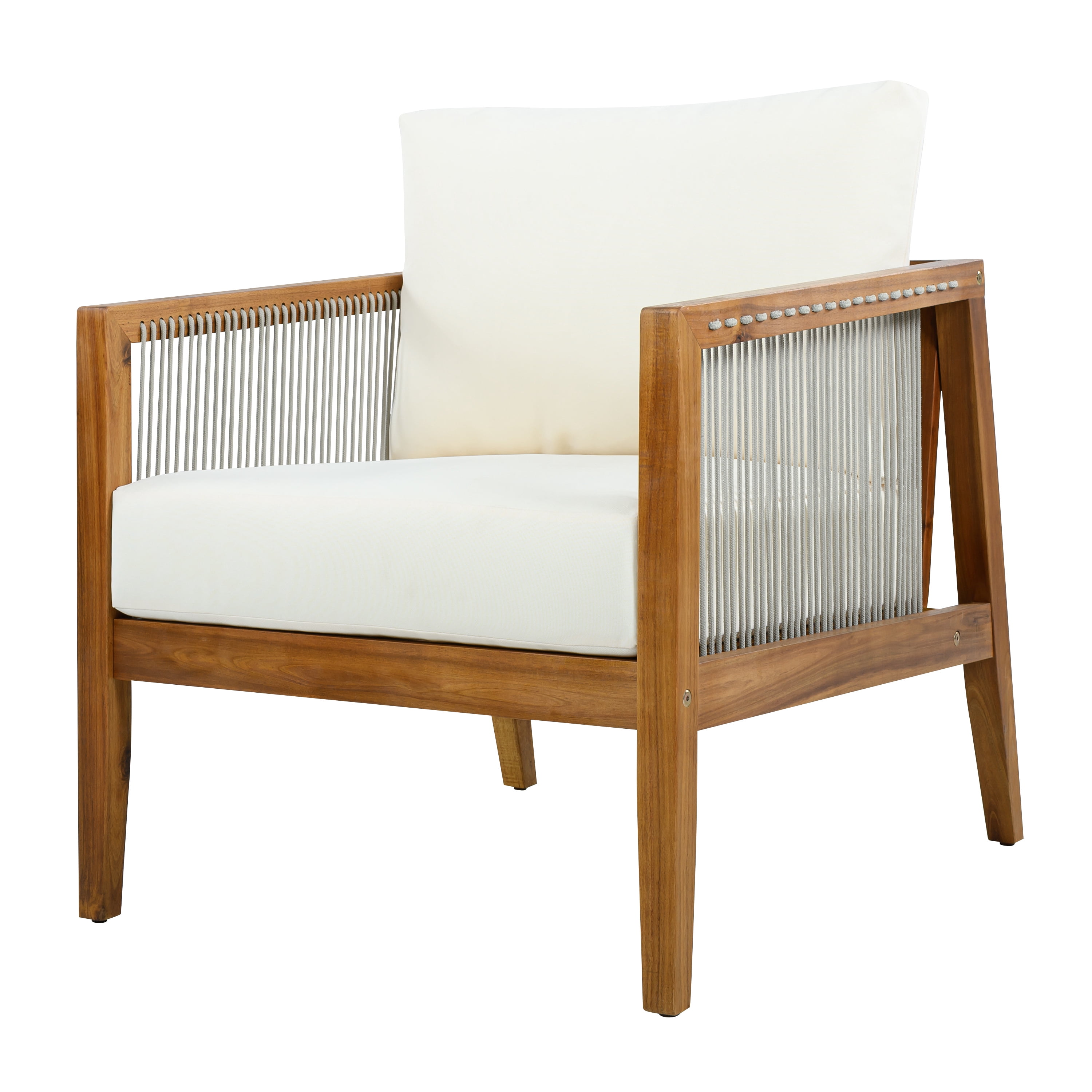 Mintazer 4-Piece Outdoor Furniture Patio Sofa Set with Rope Detail & Water-Repellent Cushions for Patio, Backyard, Poolside, Beige & Light Brown