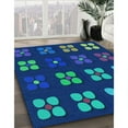 thumbnail image 3 of Ahgly Company Machine Washable Indoor Round Transitional Blue Ivy Blue Area Rugs, 4' Round, 3 of 7