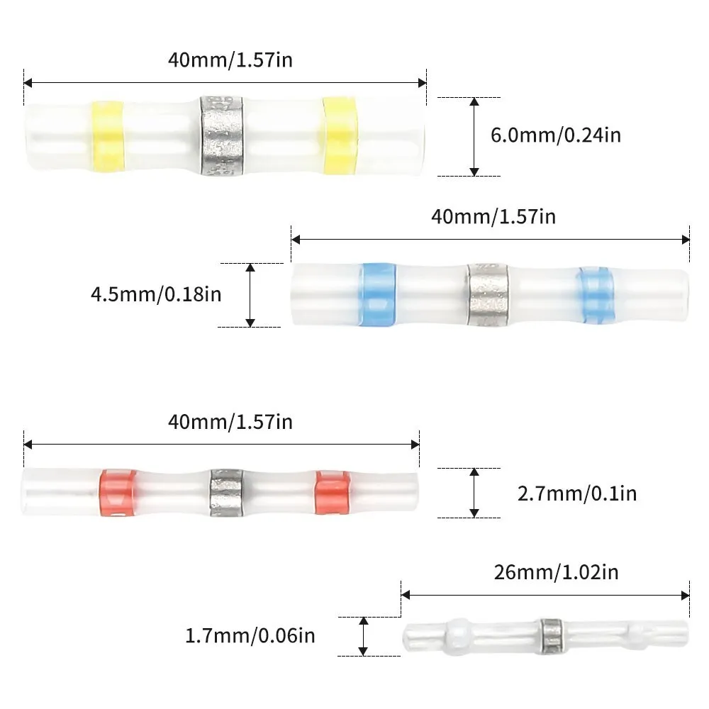 330pcs 22-10AWG Heat Shrink Butt Wire Splice Connectors Seal Crimp Terminals