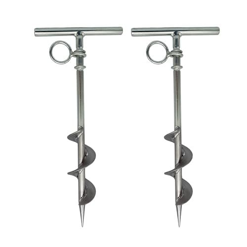 MARINE CITY Spiral Ground Anchor with O-Ring  304 Stainless Steel 4-1/2 x 10-5/8 Inches, Ideal for Boat Mooring, Camping Tents, Puppy Tie-Out Stakes, Backyards, Marines, Yachts Pack of 2