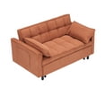 thumbnail image 4 of Modern Corduroy 3 in 1 Convertible Sleeper Sofa Bed with Back and 2 Pillows, Pull-Out Bed Loveseat with Pockets for Living Room , Bedroom (Orange), 4 of 7