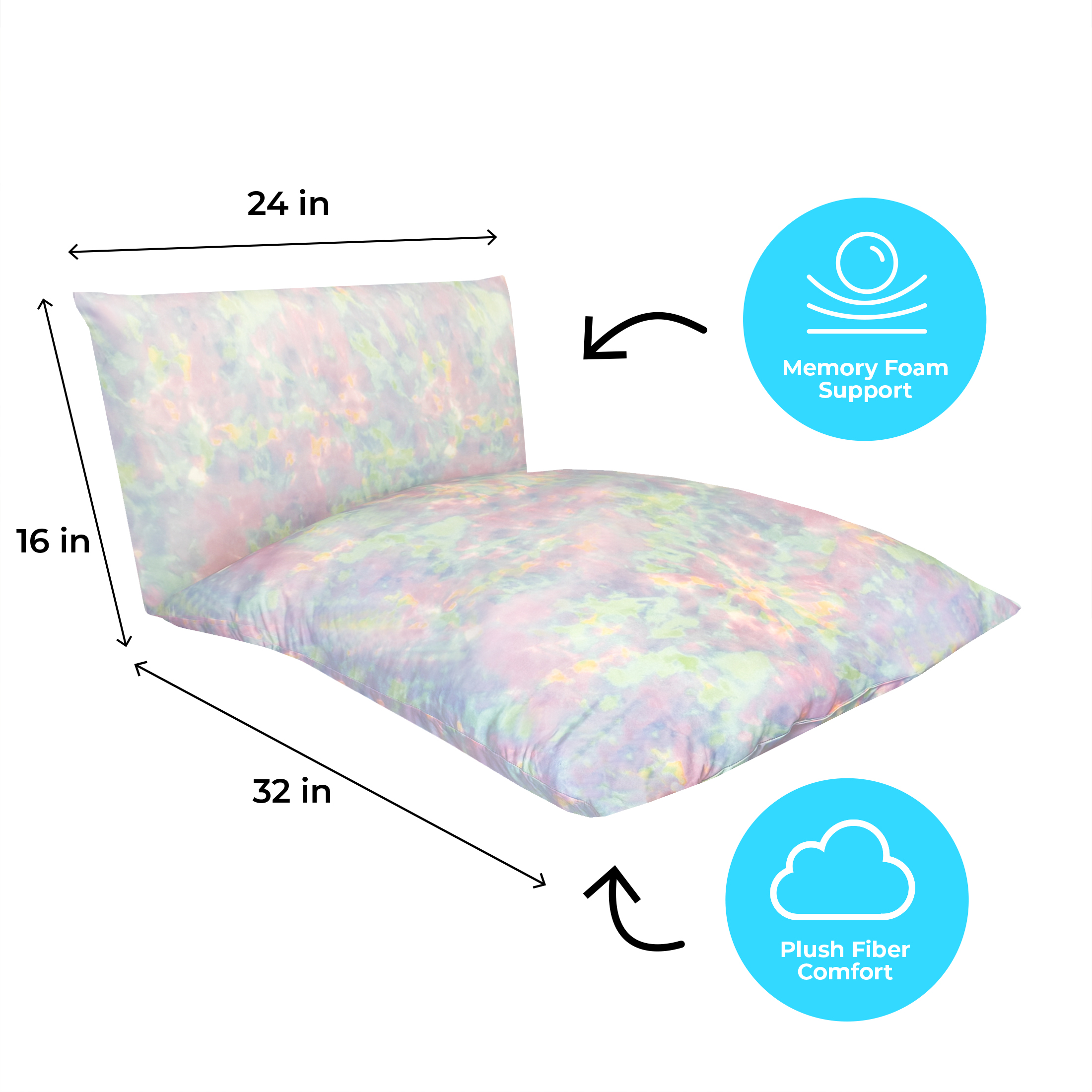 Imaginarium Memory Foam Fun Pillow with Fiber-Filled Body Topper and Cool-to-The-Touch Cover, Cotton Candy