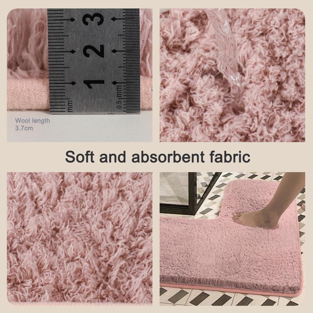 L-Shaped Bath Mat, Corner Bath Mat, Washable Carpet,Water Absorbent Soft Bath Rug, Non-Slip Floor Mats for Bathroom Bedroom Kitchen Living Room