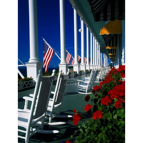 Porch of the Grand Hotel, Mackinac Island, Michigan, USA, Scenic Unframed Photographic Print Wall Art Sold by Art.Com