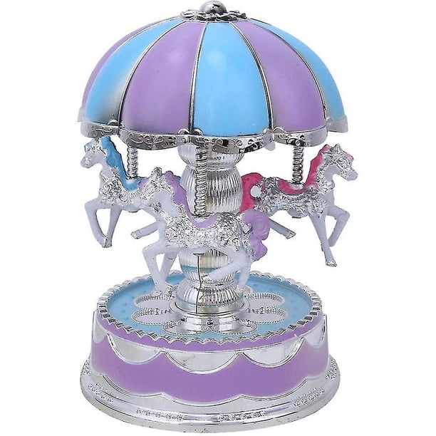 Caja de música de carrusel, caja de música de carrusel para niños, regalo de cumpleaños, juguete de adorno (rosa)